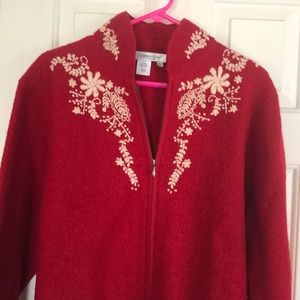 Red wool cardigan